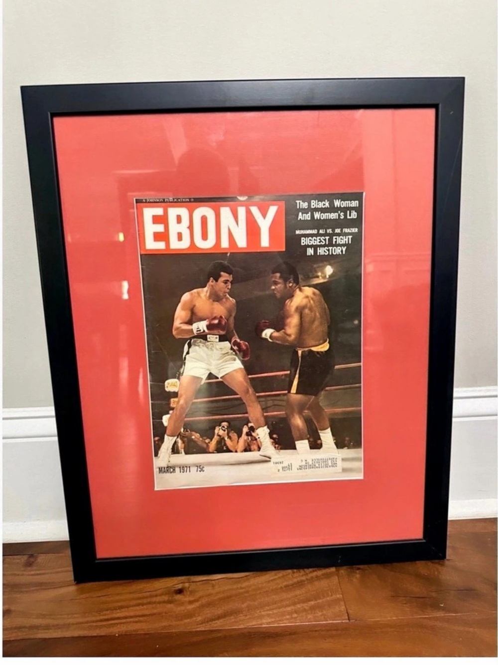 Framed Vintage Ebony Magazine Cover March 1971 Muhammad Ali vs Joe Frazier